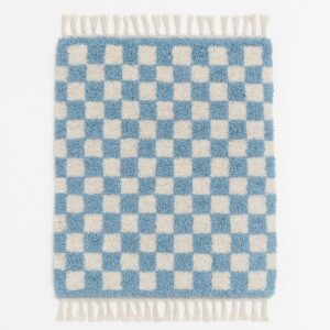 Tapis berbère Azilal écru à motifs colorés